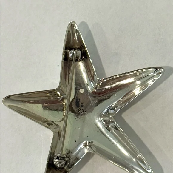 Vintage 925 Sterling Silver Star Starfish Brooch Jewelry Women’s Puffy - Picture 7 of 10